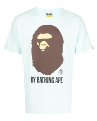 T-shirt girocollo stampata verde menta di A Bathing Ape
