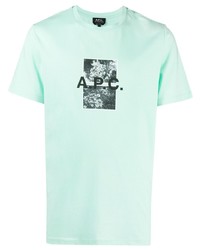 T-shirt girocollo stampata verde menta di A.P.C.