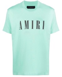 T-shirt girocollo stampata verde menta di Amiri