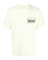T-shirt girocollo stampata verde menta di Aries