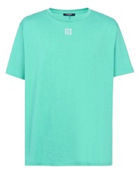 T-shirt girocollo stampata verde menta di Balmain