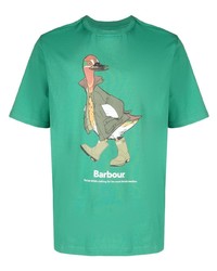 T-shirt girocollo stampata verde menta di Barbour