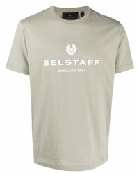 T-shirt girocollo stampata verde menta di Belstaff