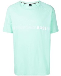 T-shirt girocollo stampata verde menta di BOSS