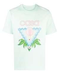 T-shirt girocollo stampata verde menta di Casablanca