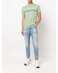 T-shirt girocollo stampata verde menta di John Richmond