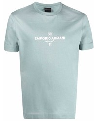 T-shirt girocollo stampata verde menta di Ea7 Emporio Armani