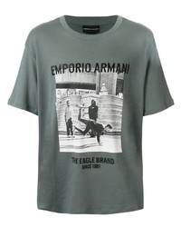 T-shirt girocollo stampata verde menta di Emporio Armani