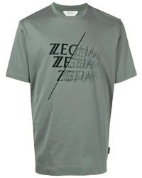 T-shirt girocollo stampata verde menta di Ermenegildo Zegna