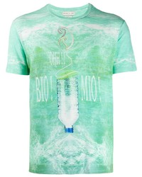 T-shirt girocollo stampata verde menta di Etro