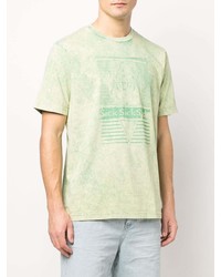 T-shirt girocollo stampata verde menta di Diesel