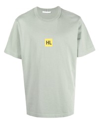 T-shirt girocollo stampata verde menta di Helmut Lang