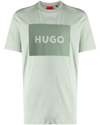 T-shirt girocollo stampata verde menta di Hugo