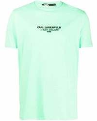T-shirt girocollo stampata verde menta di Karl Lagerfeld