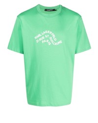 T-shirt girocollo stampata verde menta di Karl Lagerfeld