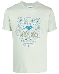 T-shirt girocollo stampata verde menta di Kenzo