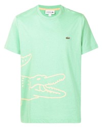 T-shirt girocollo stampata verde menta di Lacoste