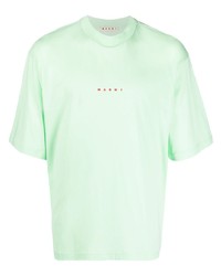 T-shirt girocollo stampata verde menta di Marni