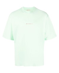 T-shirt girocollo stampata verde menta di Marni