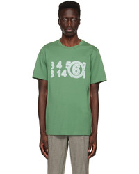 T-shirt girocollo stampata verde menta di MM6 MAISON MARGIELA