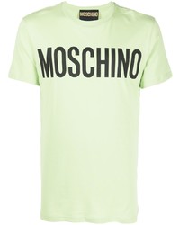 T-shirt girocollo stampata verde menta di Moschino