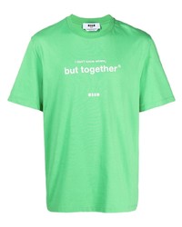 T-shirt girocollo stampata verde menta di MSGM