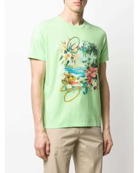T-shirt girocollo stampata verde menta di Etro
