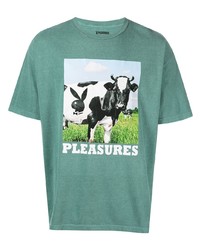 T-shirt girocollo stampata verde menta di Pleasures