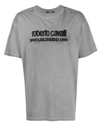T-shirt girocollo stampata verde menta di Roberto Cavalli