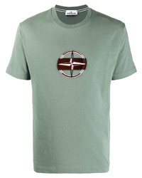 T-shirt girocollo stampata verde menta di Stone Island
