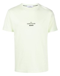T-shirt girocollo stampata verde menta di Stone Island