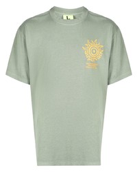 T-shirt girocollo stampata verde menta di Supervsn