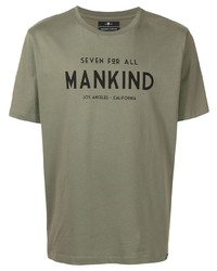 T-shirt girocollo stampata verde oliva di 7 For All Mankind