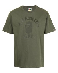 T-shirt girocollo stampata verde oliva di A Bathing Ape