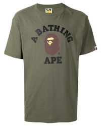 T-shirt girocollo stampata verde oliva di A Bathing Ape