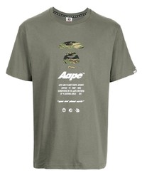 T-shirt girocollo stampata verde oliva di AAPE BY A BATHING APE