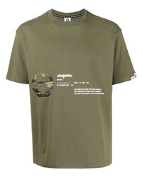 T-shirt girocollo stampata verde oliva di AAPE BY A BATHING APE
