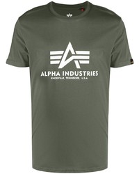 T-shirt girocollo stampata verde oliva di Alpha Industries