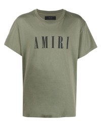 T-shirt girocollo stampata verde oliva di Amiri