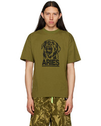 T-shirt girocollo stampata verde oliva di Aries