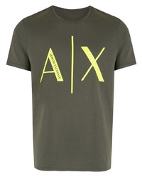 T-shirt girocollo stampata verde oliva di Armani Exchange