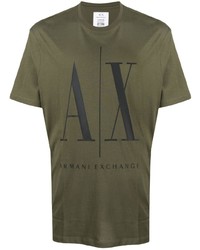 T-shirt girocollo stampata verde oliva di Armani Exchange