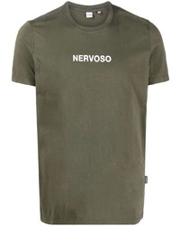 T-shirt girocollo stampata verde oliva di Aspesi
