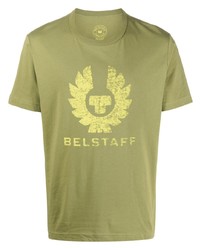 T-shirt girocollo stampata verde oliva di Belstaff