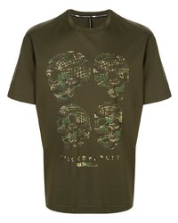 T-shirt girocollo stampata verde oliva di Blackbarrett