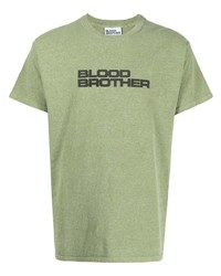 T-shirt girocollo stampata verde oliva di Blood Brother