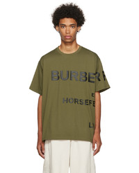 T-shirt girocollo stampata verde oliva di Burberry