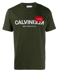T-shirt girocollo stampata verde oliva di Calvin Klein