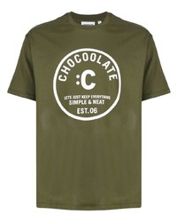 T-shirt girocollo stampata verde oliva di Chocoolate
