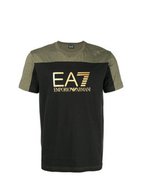 T-shirt girocollo stampata verde oliva di Ea7 Emporio Armani